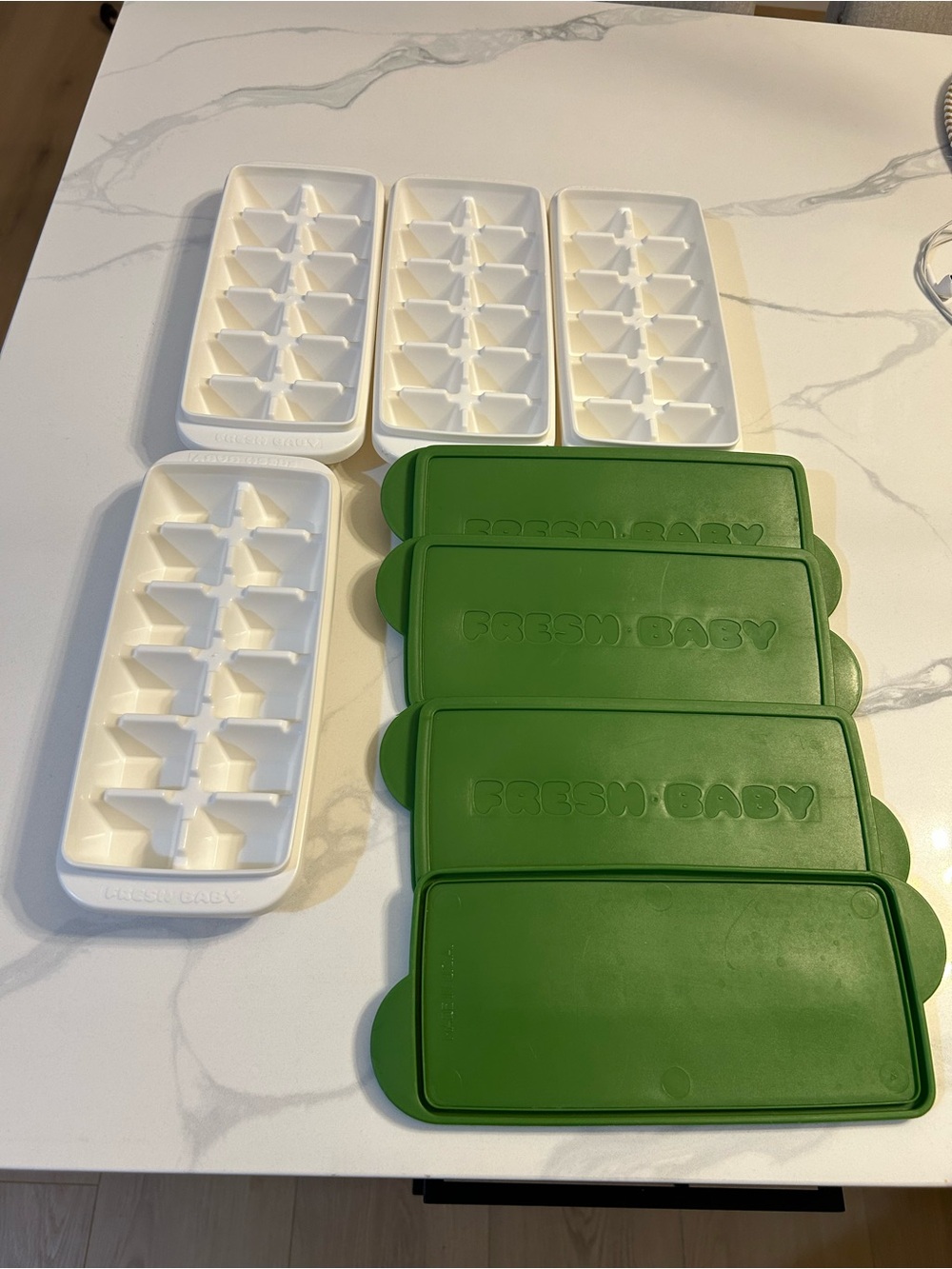 Fresh Baby Green Silicone Ice Molds with White Inserts (Set of 4)